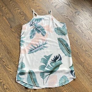 Tropical Leaf Print Slip Dress